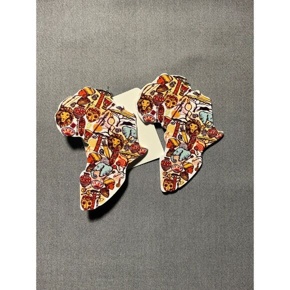 Accessories - Large African American Women‎ Wood Earrings